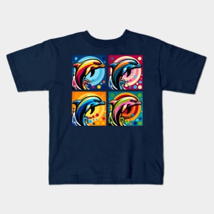 Pop Dolphin Art - Trendy Marine Life Kids T-Shirt